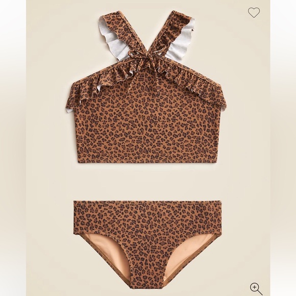 Crewcuts Other - NWT J.Crew Crewcuts Girls' Ruffle Halter-Neck Two-Piece Swimsuit -Brown Cheetah